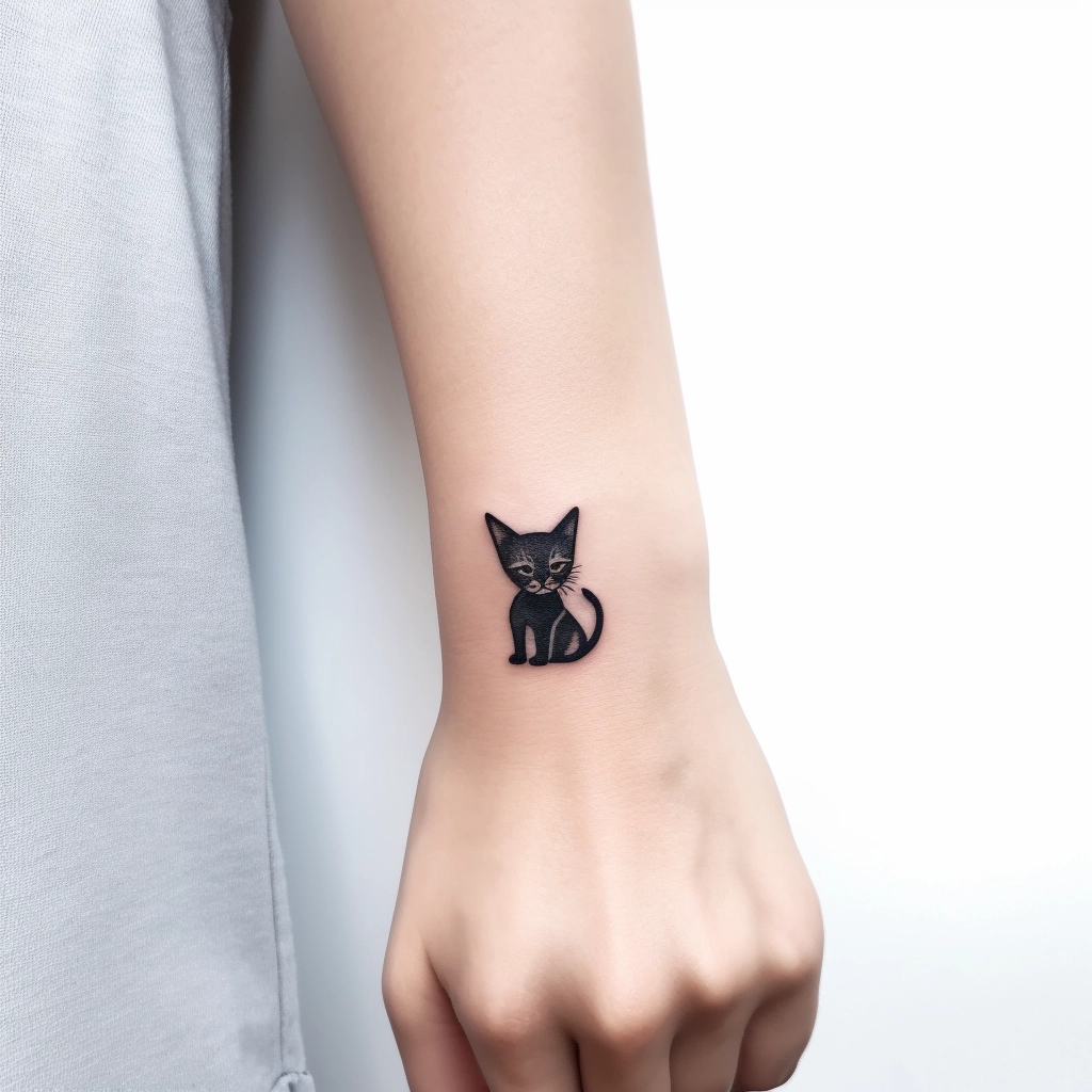 Black White Cat Tattoo - Temu