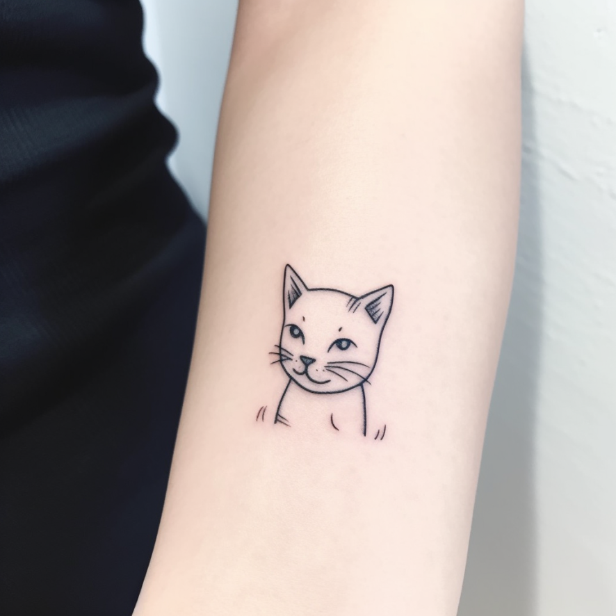 Sketch work style cat tattoo.