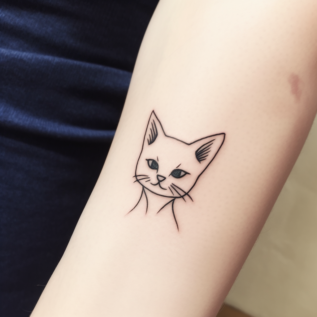 Cat Tattoo Minimalist Head Outline | TikTok