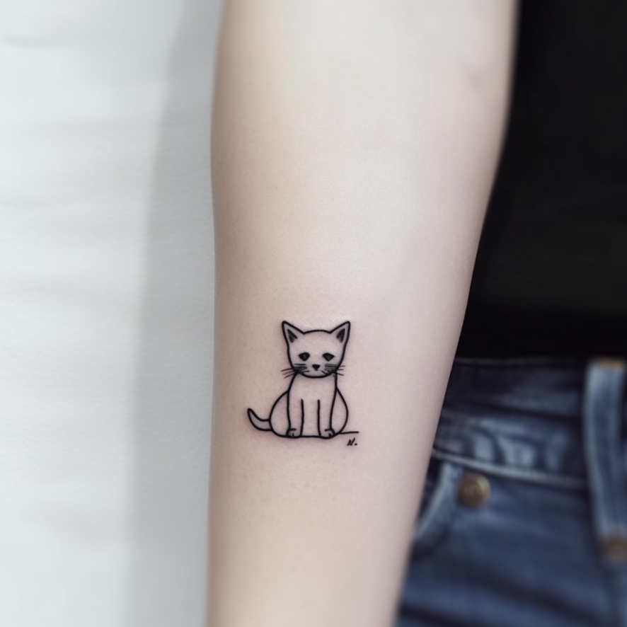 simple minimalist cat tattoo