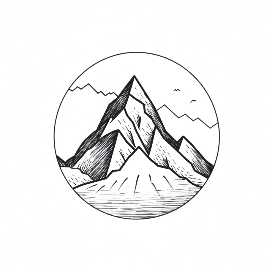 silhouette minimalist mountain tattoo