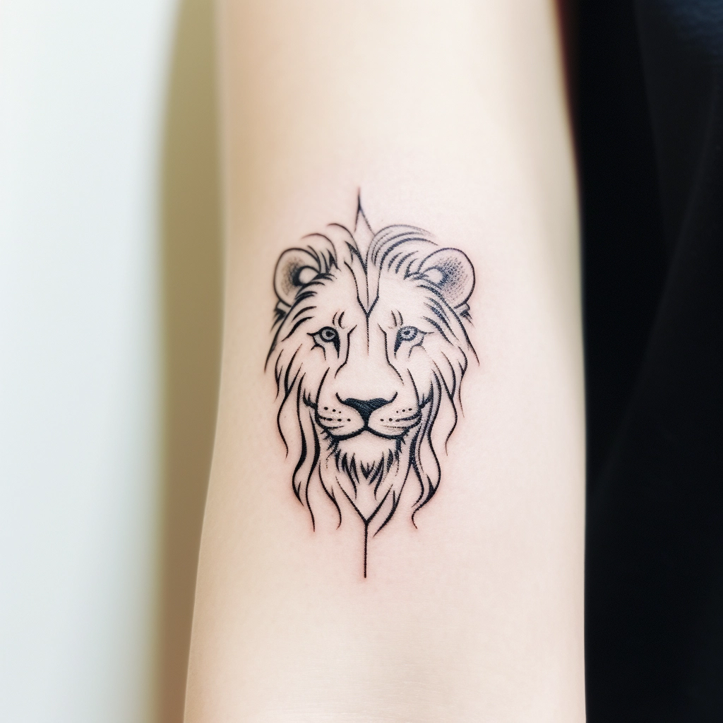 Minimalist lion tattoo sketch